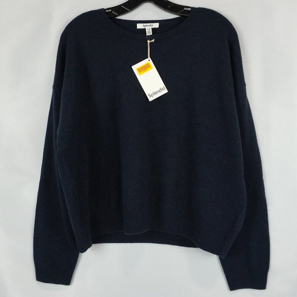 Splendid Tori Cashmere Crewneck Sweater in Navy Blue - Size XL (NWT)